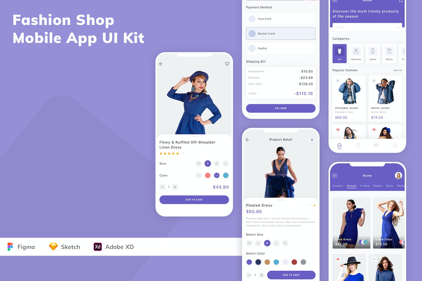 时尚购物应用程序UI套件 Fashion Shop Mobile App UI Kit