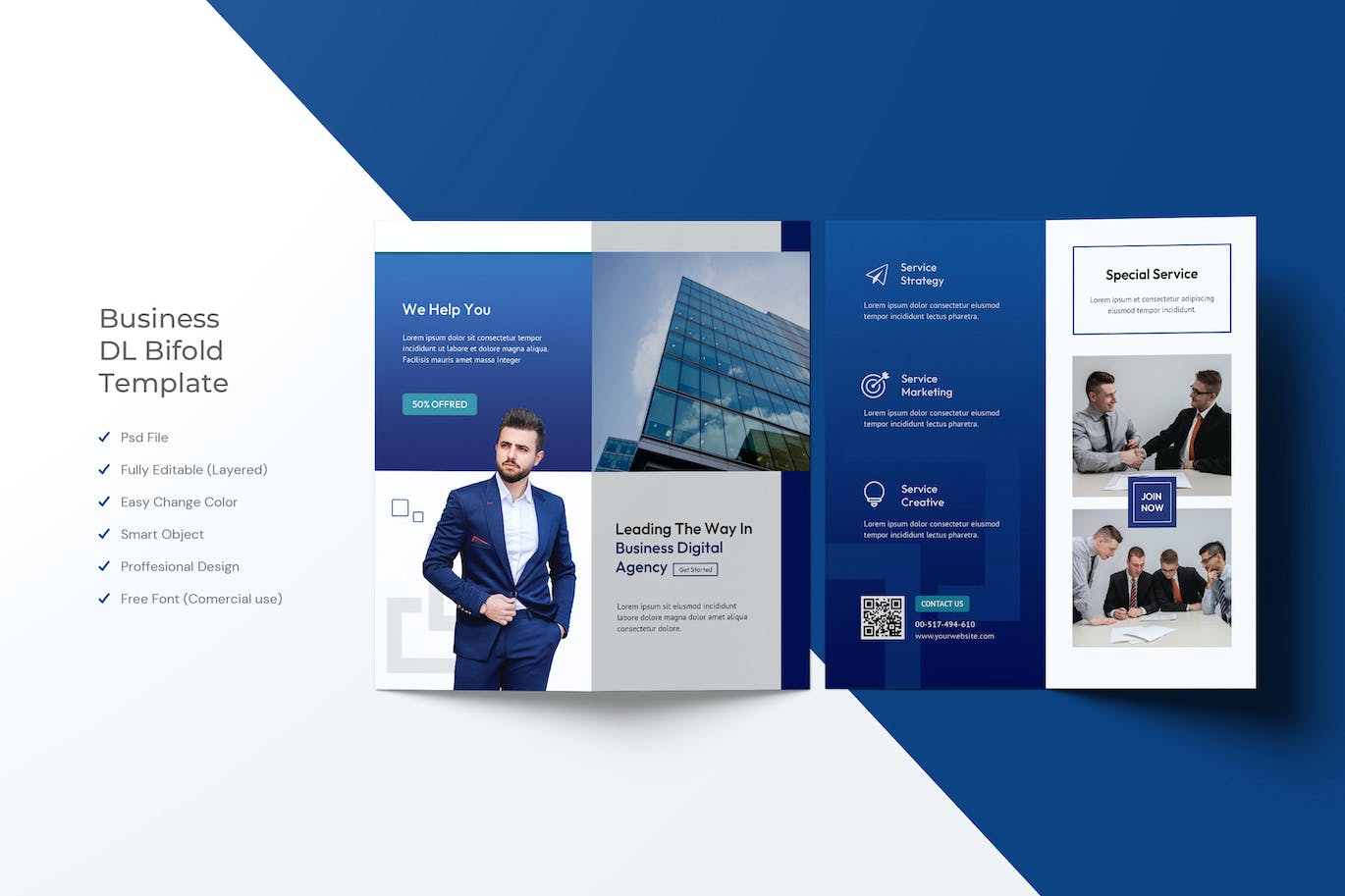 企业DL折页宣传单设计模板 Business DL Bifold Flyer Template