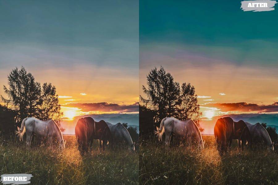 7组日落旅行博主摄影照片调色Lightroom预设 Golden Hour Lightroom Presets Dekstop and Mobile - —