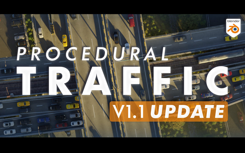 【Blender插件】Procedural Traffic V2.2.1 真实汽车交通场景动画模拟预设_