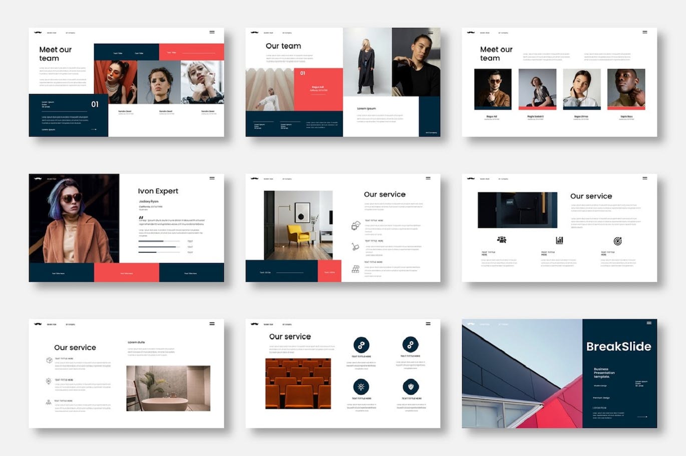 商业自由化PPT创意模板 Ivon  – Business PowerPoint Template