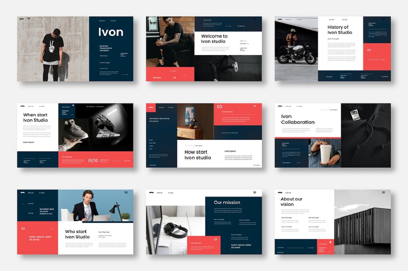 商业自由化PPT创意模板 Ivon  – Business PowerPoint Template