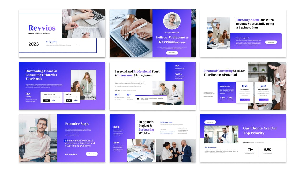 商业品牌情感化演示文稿PPT模板 Revvios Business Presentation PowerPoint Template