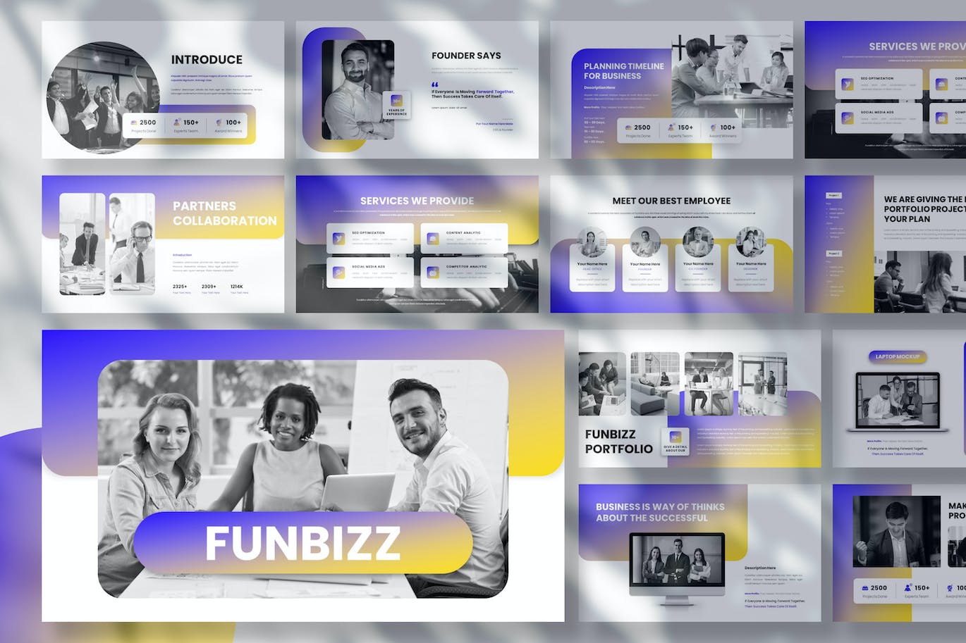 商业绿色化PPT设计模板 Funbizz Business Presentation PowerPoint Template