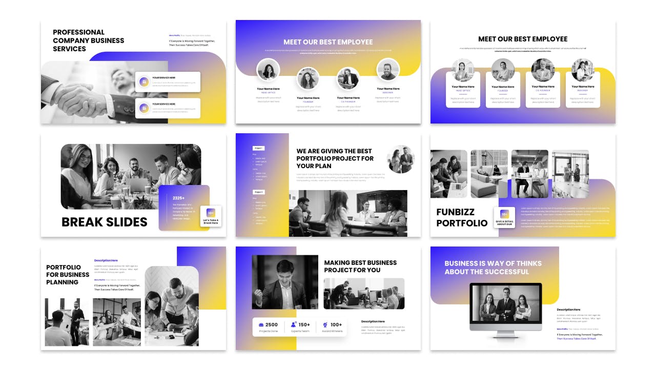 商业绿色化PPT设计模板 Funbizz Business Presentation PowerPoint Template