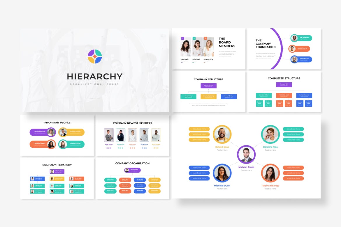 组织结构图PowerPoint演示模板 Hierarchy &#8211; Organizational Chart Powerpoint