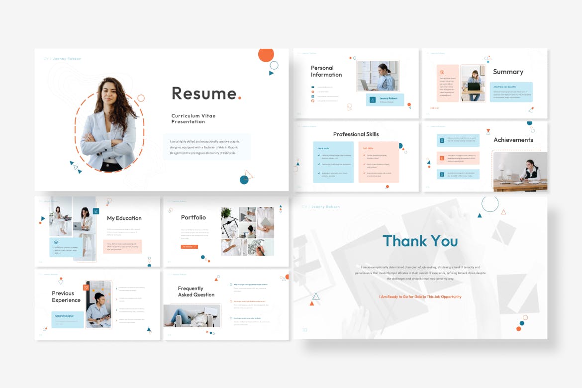 职场之旅PPT设计模板 Resume &#8211; Curriculum Vitae Powerpoint