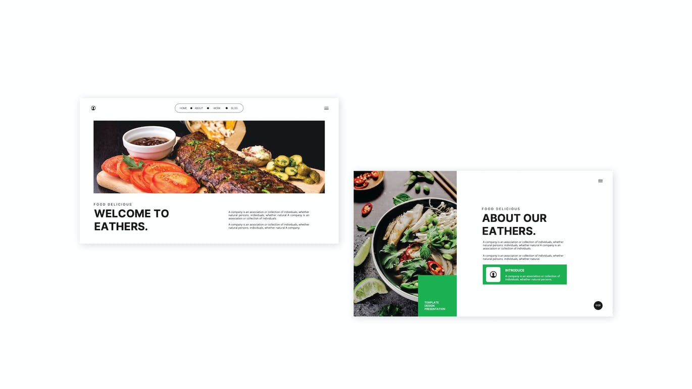 餐厅食物PPT幻灯片模板素材 EATHERS &#8211; Restaurant Food PowerPoint Template