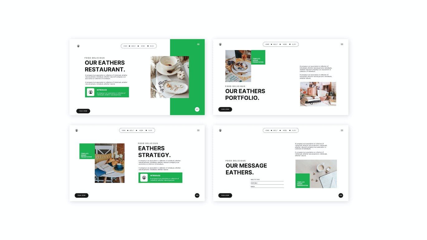 餐厅食物PPT幻灯片模板素材 EATHERS &#8211; Restaurant Food PowerPoint Template