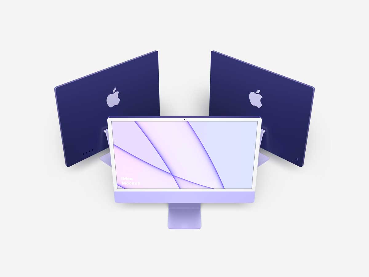 15款简约苹果iMac 24英寸一体机电脑屏幕演示效果图PS贴图样机模板 iMac 24-inch Mockups - —