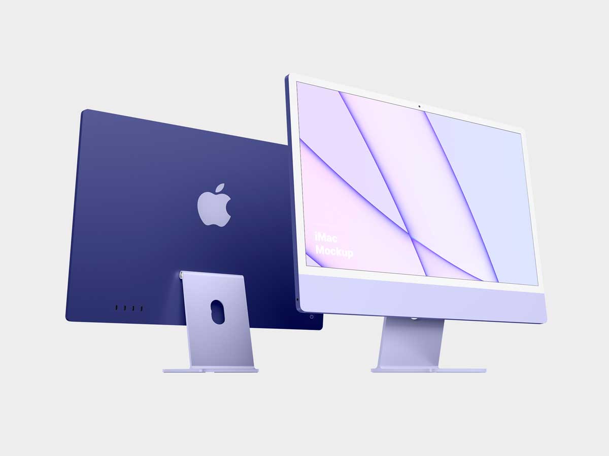 15款简约苹果iMac 24英寸一体机电脑屏幕演示效果图PS贴图样机模板 iMac 24-inch Mockups - —