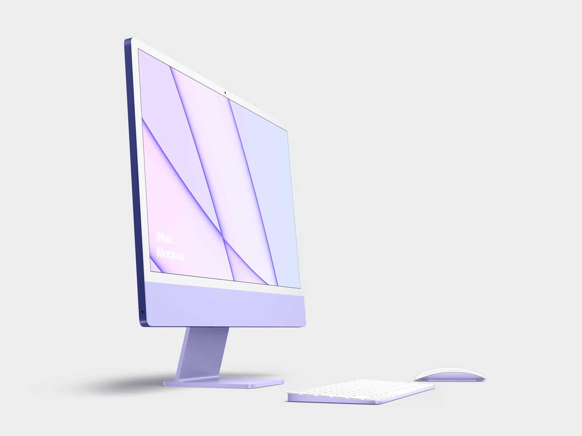 15款简约苹果iMac 24英寸一体机电脑屏幕演示效果图PS贴图样机模板 iMac 24-inch Mockups - —