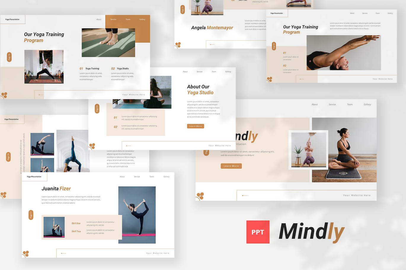 瑜伽之美与健康PPT幻灯片模板 Mindly — Yoga Powerpoint Template