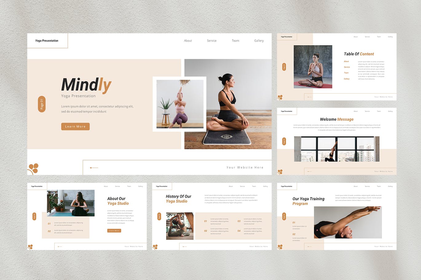 瑜伽之美与健康PPT幻灯片模板 Mindly — Yoga Powerpoint Template