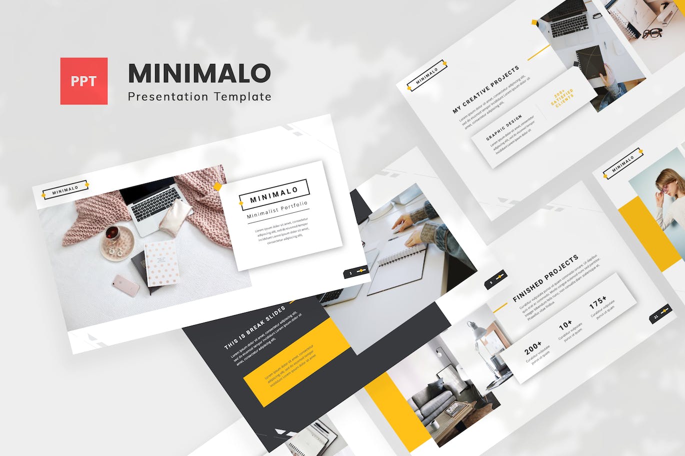 商务挑战与机遇幻灯片演示PPT模板 Minimalo — Minimal Portfolio Powerpoint Template