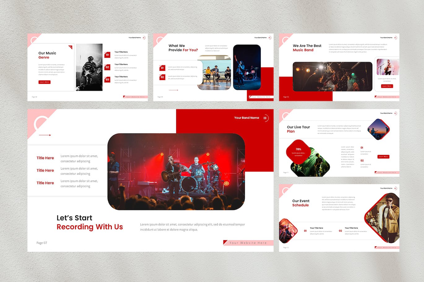 乐队演奏会精彩回顾PPT演示幻灯片模板 Rytme — Musical Band Powerpoint Template