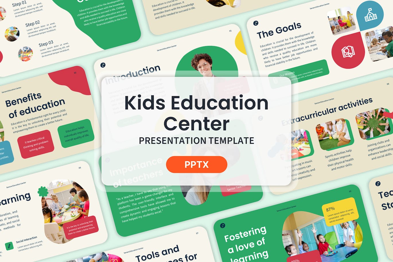 儿童教育中心幻灯片演示PPT模板 Kids Education Center &#8211; Powerpoint Templates