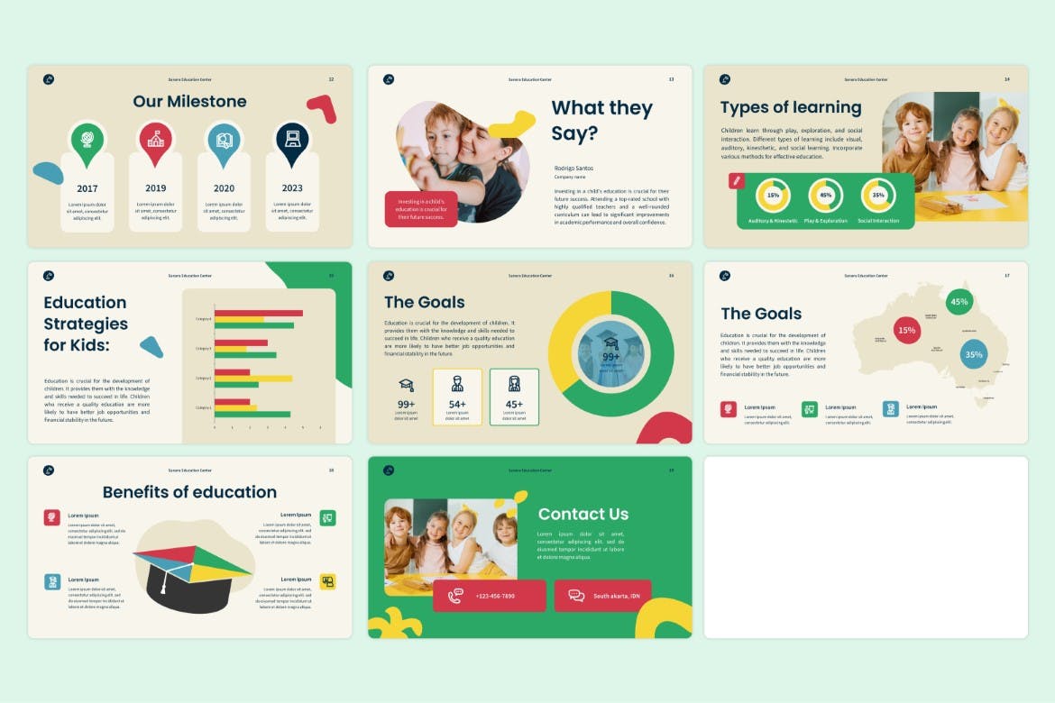 儿童教育中心幻灯片演示PPT模板 Kids Education Center &#8211; Powerpoint Templates