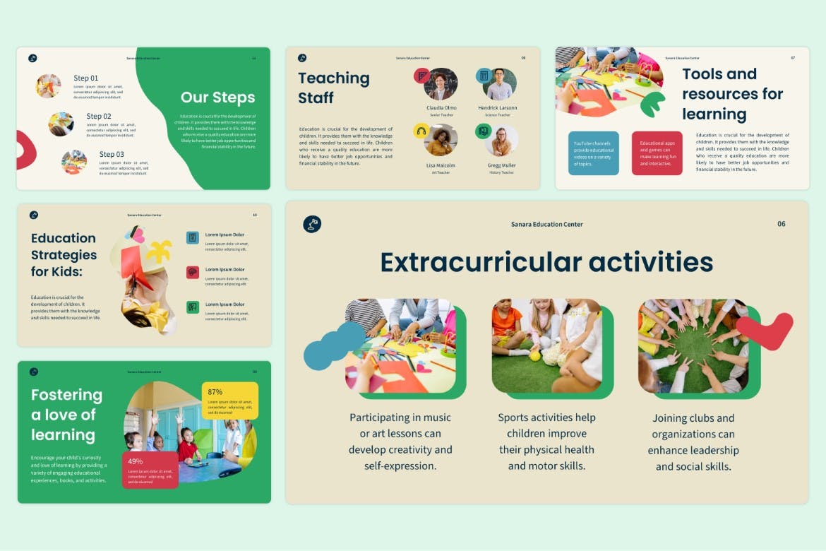 儿童教育中心幻灯片演示PPT模板 Kids Education Center &#8211; Powerpoint Templates