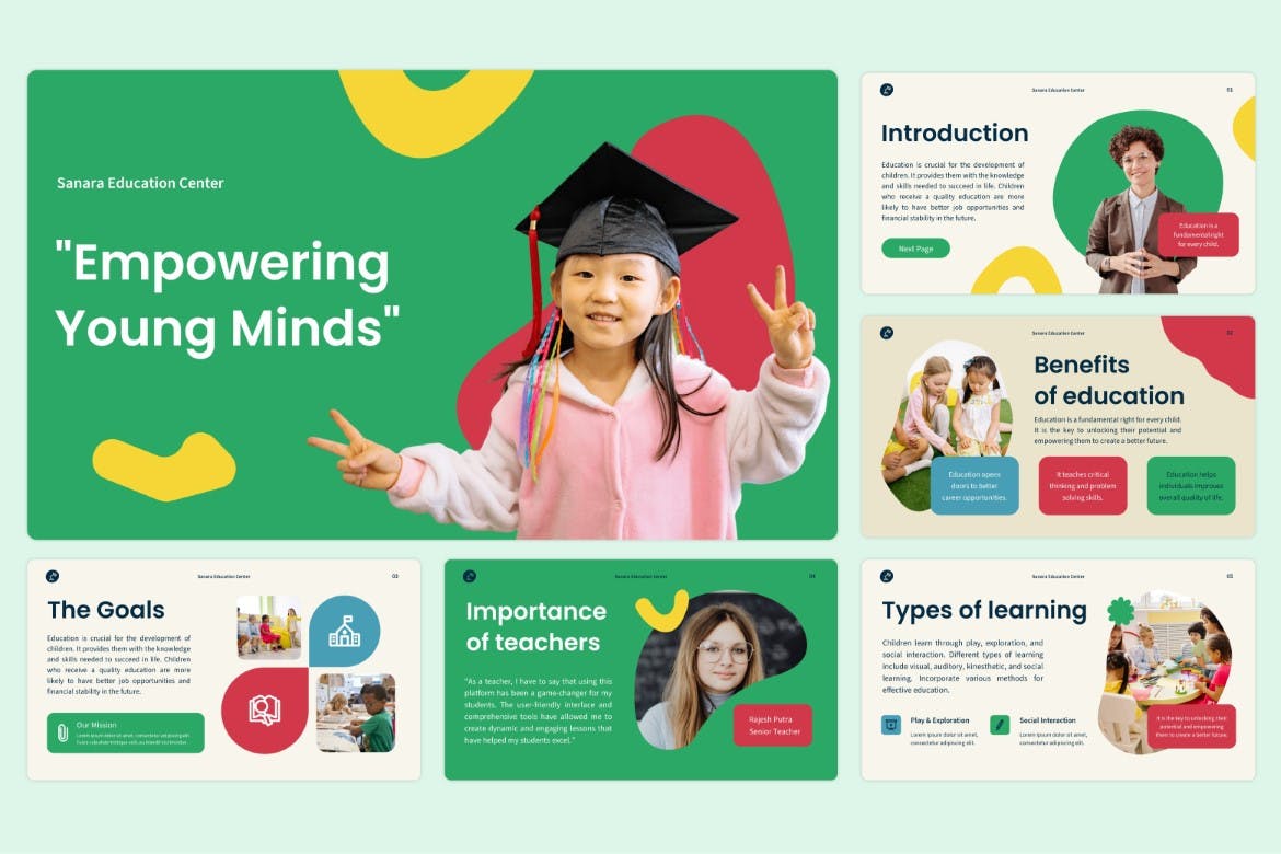 儿童教育中心幻灯片演示PPT模板 Kids Education Center &#8211; Powerpoint Templates