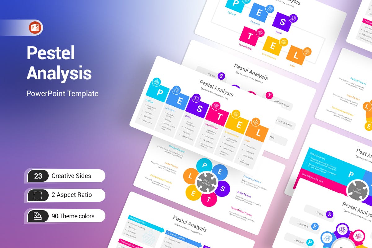 洞悉行业趋势与商业机会Powerpoint幻灯片模板 Pestle Analysis PowerPoint Template