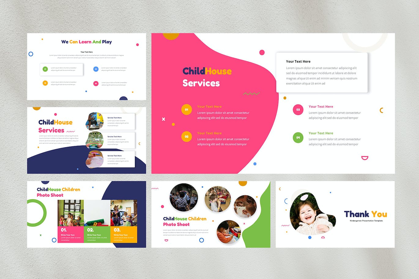 幼儿园教育探秘PPT演示幻灯片模板 ChildHouse — Kindergarten Powerpoint Template