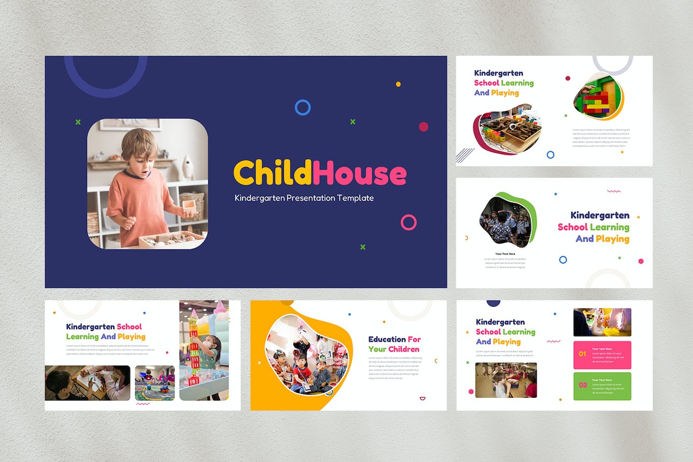 幼儿园教育探秘PPT演示幻灯片模板 ChildHouse — Kindergarten Powerpoint Template