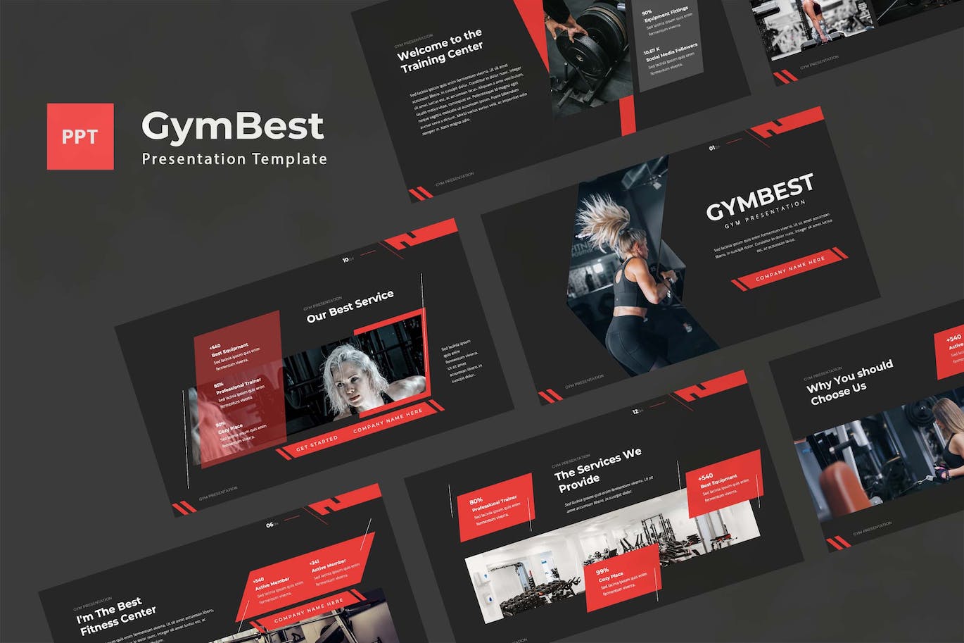 健身房健康生活指南PPT幻灯片模板 Gymbest — Gym Powerpoint Template