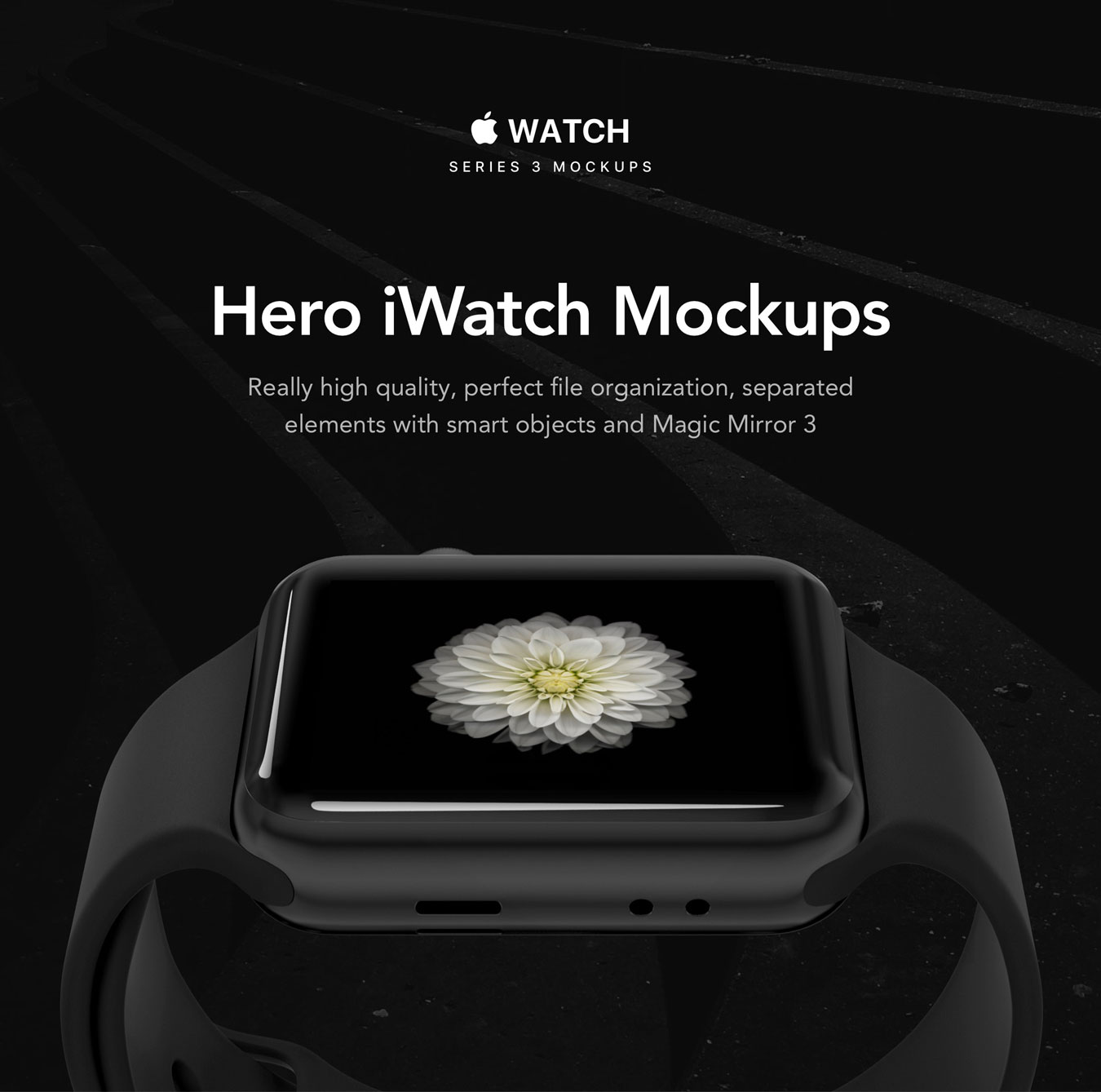 高质量UI设计苹果手表iWatch展示样机 HERO iWatch Mockups - —