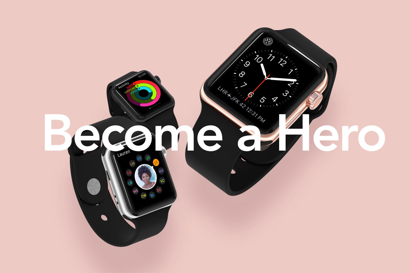 高质量UI设计苹果手表iWatch展示样机 HERO iWatch Mockups - —