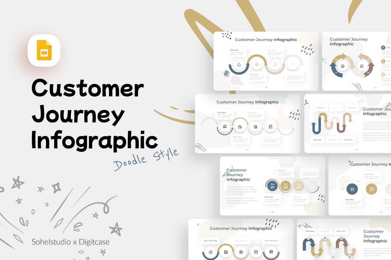 客户旅程信息图表Google幻灯片设计模板 Doodle Customer Journey Infographic &#8211; Google Slide