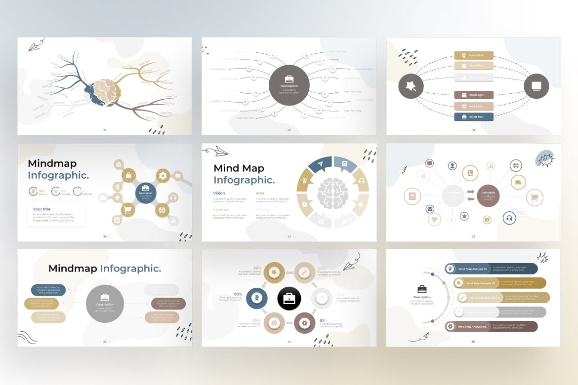 思维导图信息图表涂鸦风格谷歌幻灯片演示模板 Mindmap Infographic Doodle Style &#8211; Google Slide