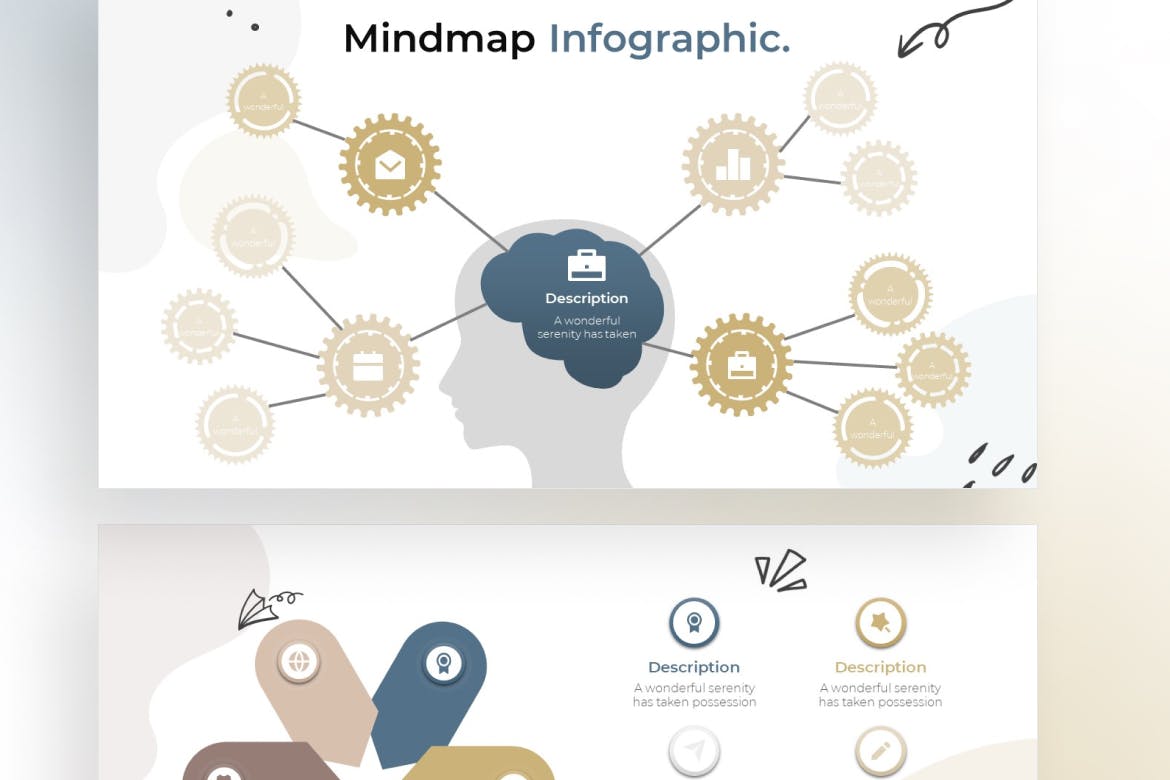 思维导图信息图表涂鸦风格谷歌幻灯片演示模板 Mindmap Infographic Doodle Style &#8211; Google Slide