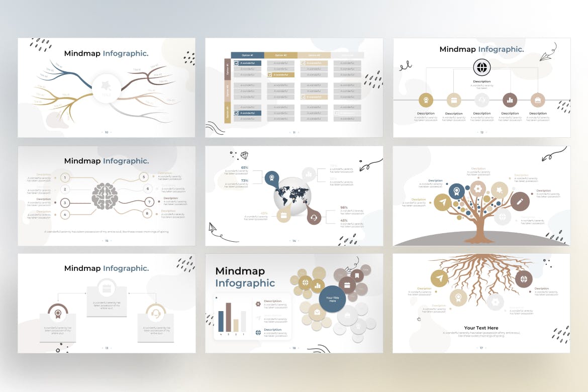 思维导图信息图表涂鸦风格谷歌幻灯片演示模板 Mindmap Infographic Doodle Style &#8211; Google Slide