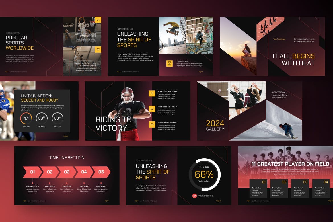 运动精神PPT模板 Sport Heat PowerPoint Template