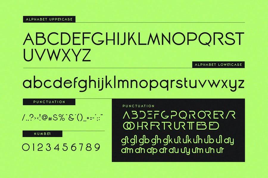 复古简约品牌杂志海报徽标设计无衬线英文字体安装包 Rightin Modern Futuristic Ligature Sans Serif Fon - —