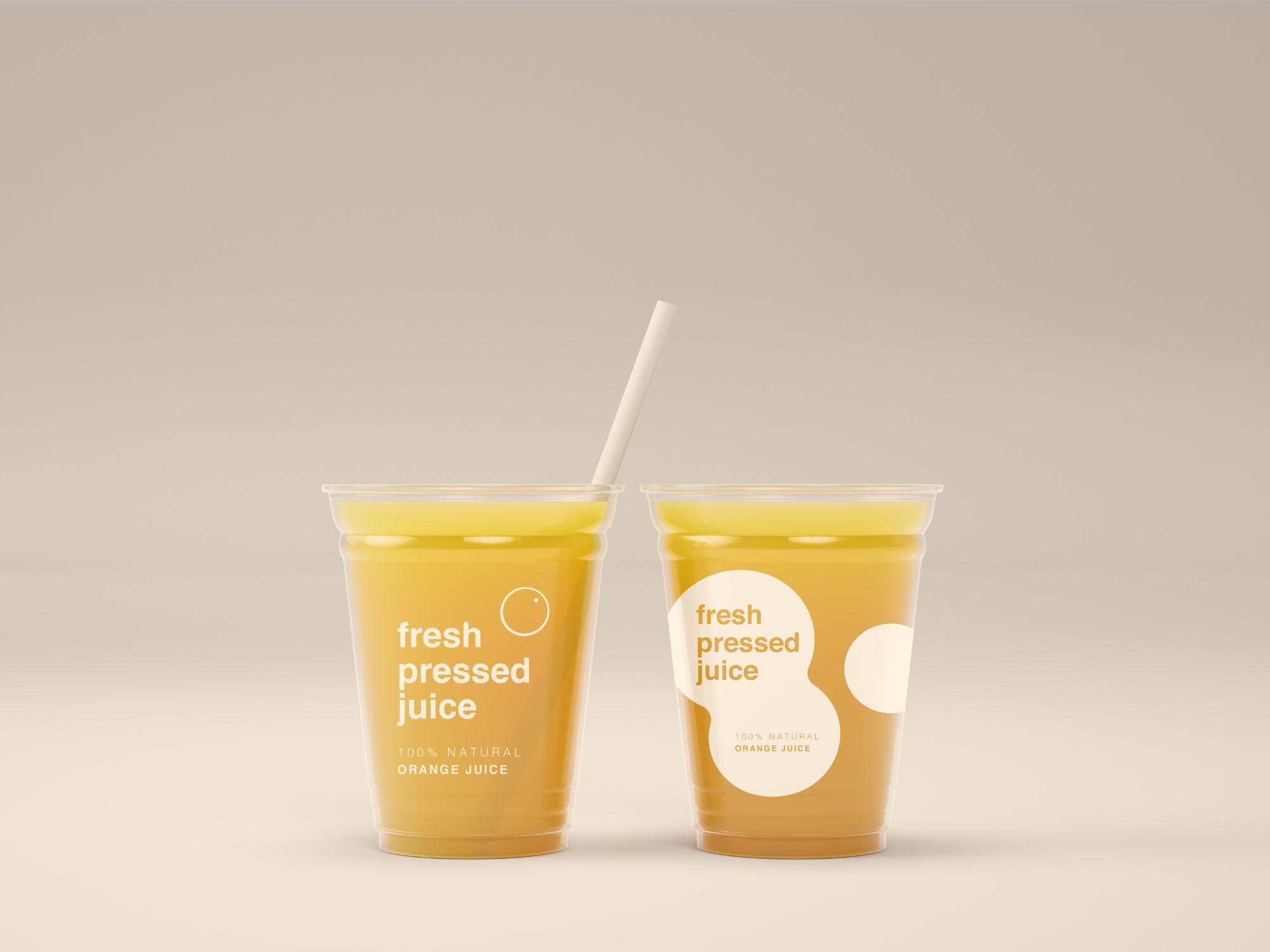 一次性果汁饮料包装设计提案塑料杯展示样机 Juice Cups Mockup PSD - —