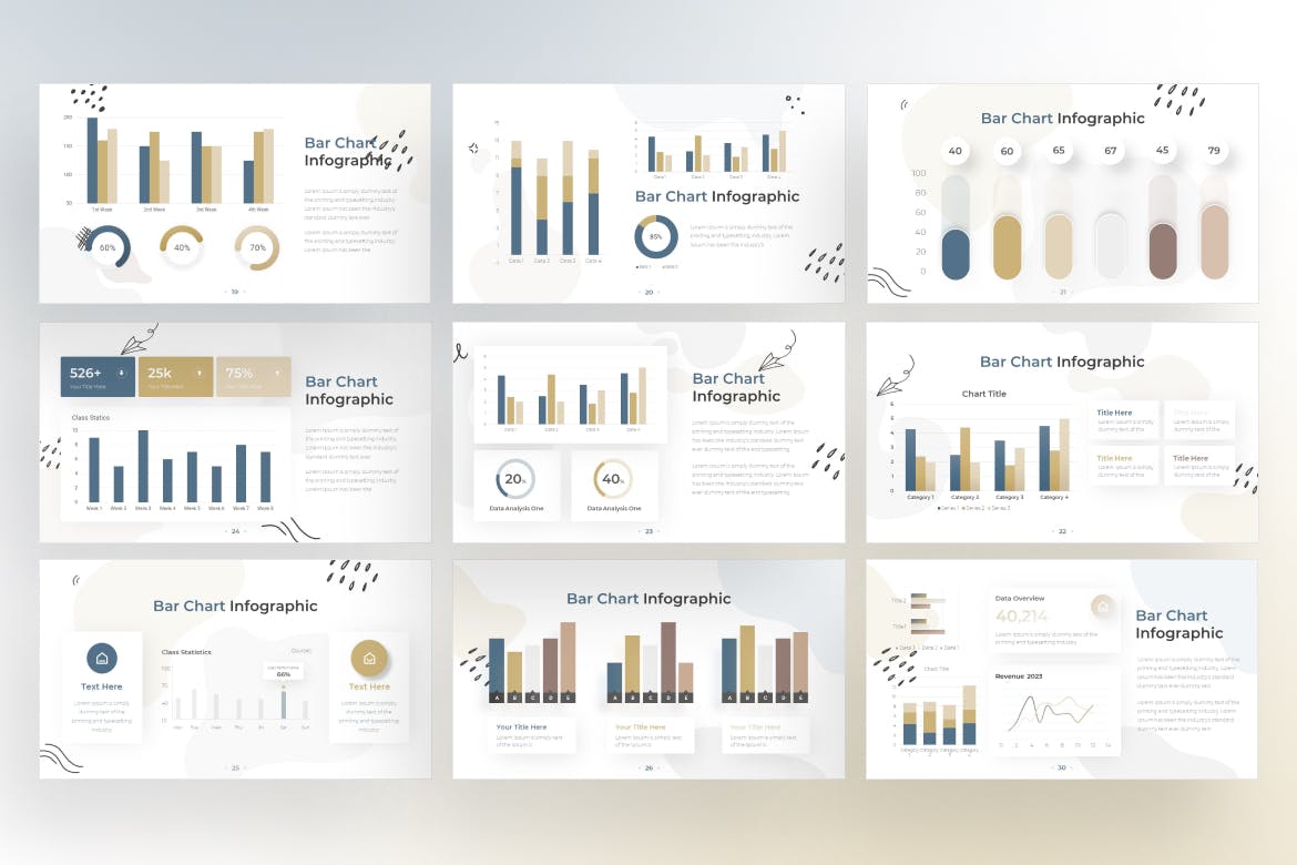 条形图信息图表涂鸦风格Keynote幻灯片模板 Bar Chart Infographic Doodle Style &#8211; Keynote