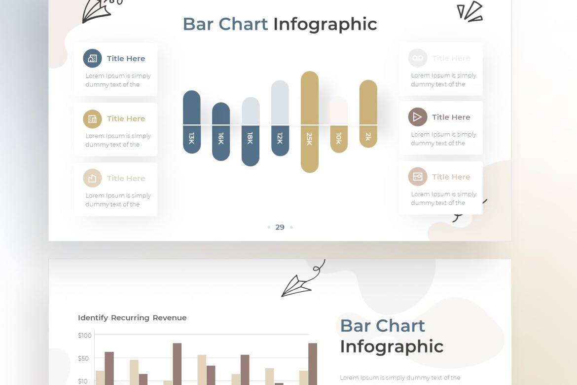 条形图信息图表涂鸦风格Keynote幻灯片模板 Bar Chart Infographic Doodle Style &#8211; Keynote