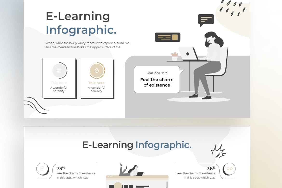 电子学习信息图表涂鸦风格Keynote幻灯片创意模板 E-Learning Infographic Doodle Style &#8211; Keynote