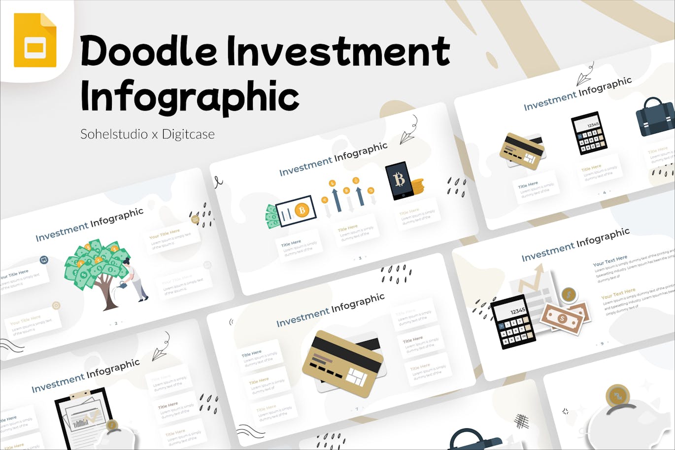 涂鸦投资信息图表Google幻灯片设计模板 Doodle Investment Infographic &#8211; Google Slide