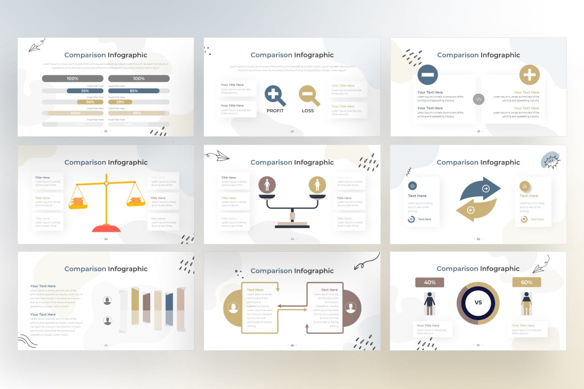 涂鸦风格比较信息图表谷歌幻灯片模板 Doodle Style Comparison Infographic &#8211; Google Slide