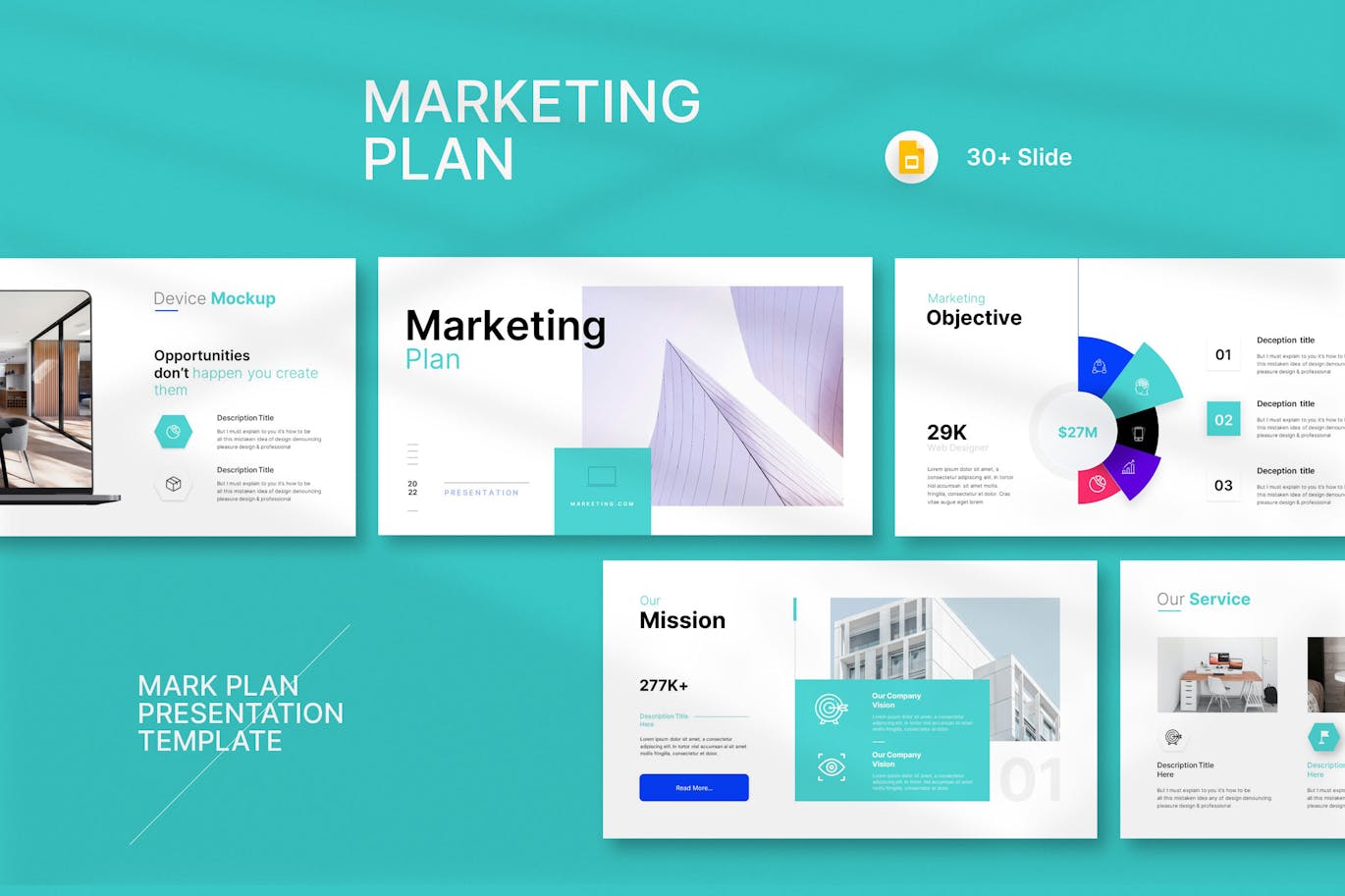 营销计划谷歌幻灯片演示文稿模板 Marketing Plan Presentation Template