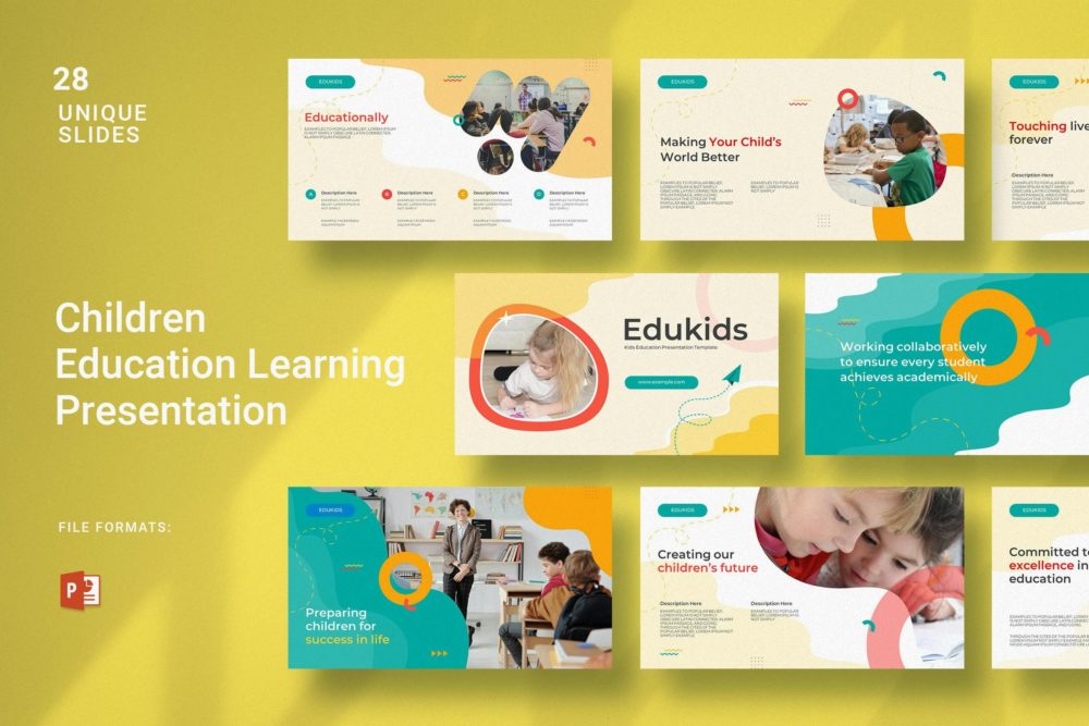 时尚创意儿童教育学习演示文稿设计ppt模版 Children Education Learning Presentation Template - —