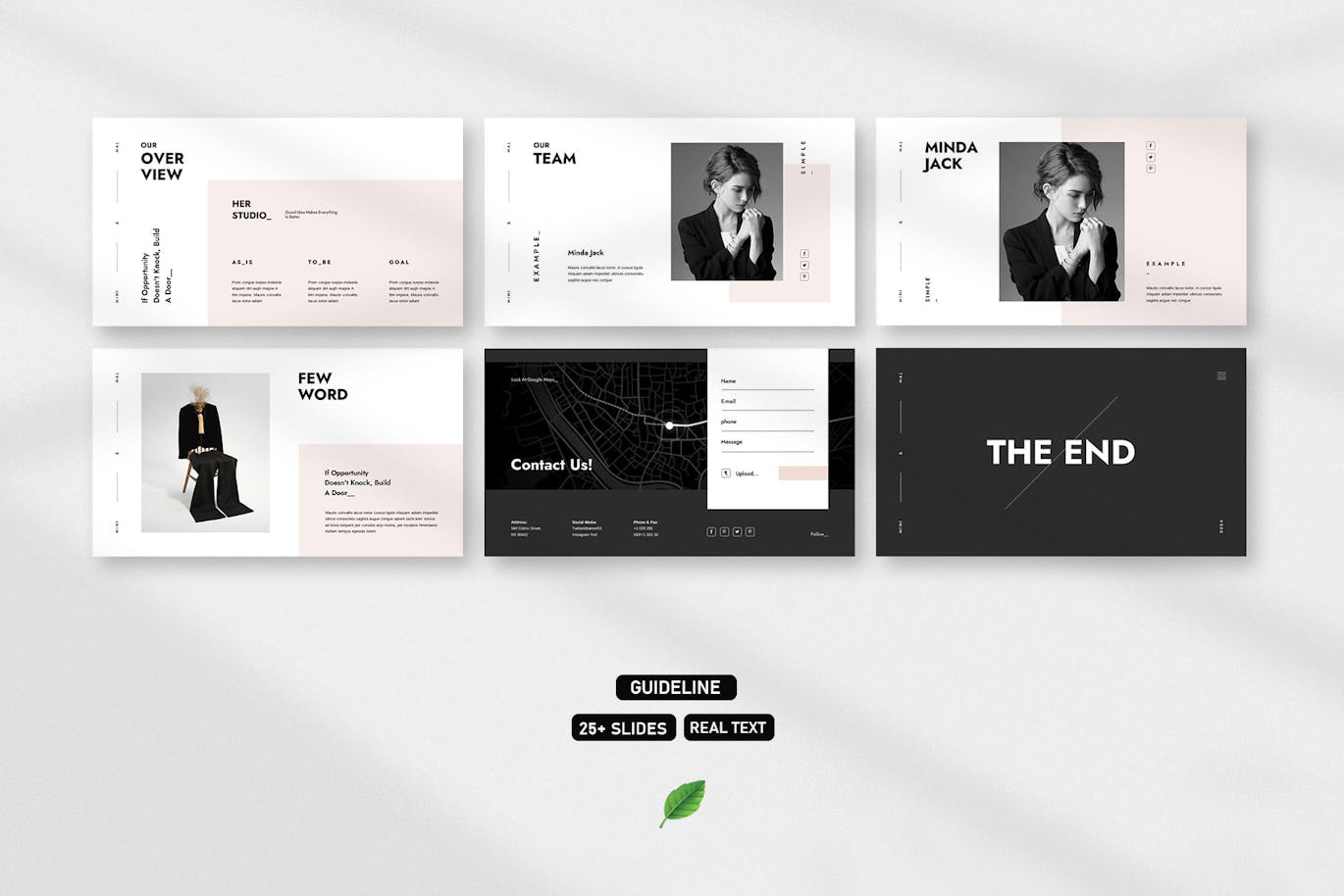 黑白艺术Google幻灯片设计模板 Black &amp; White Minimal Presentation