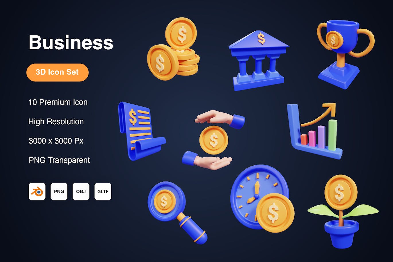 商业3D图标 Business 3D Icons