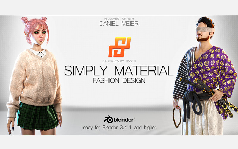 【Blender插件】Simply Material v1.5 人物服装图案纹理设计_