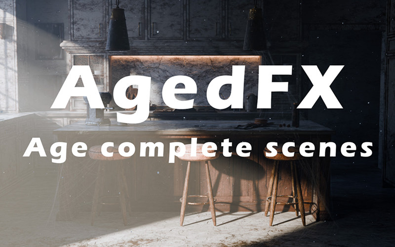 【Blender插件】AgedFX 1.22 老化特效做旧效果污垢材质划痕细节灰尘_