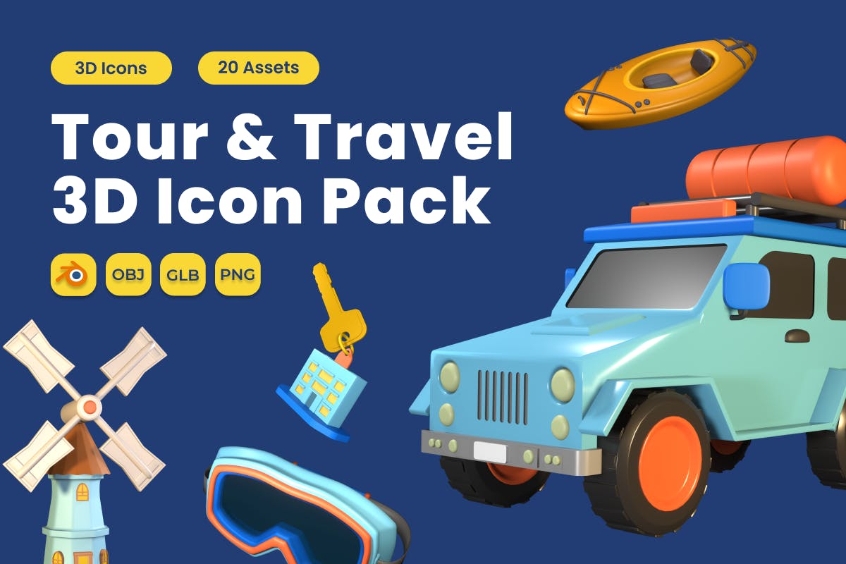 游览和旅行3D图标 Tour and Travel 3D Icon Pack Vol 4