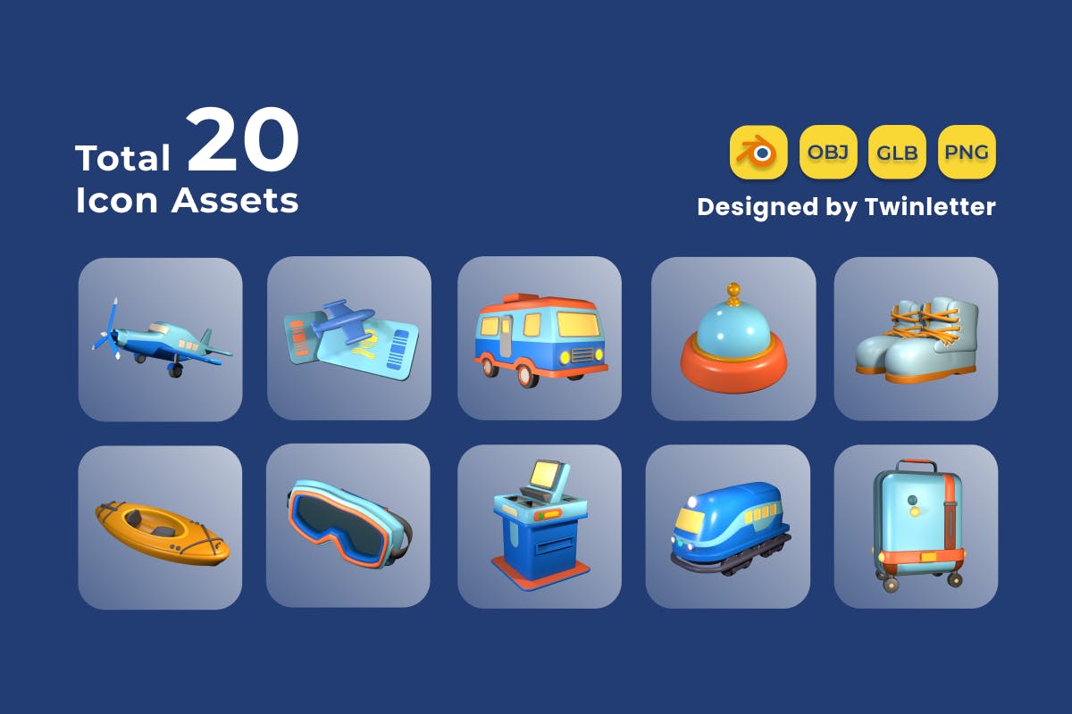 游览和旅行3D图标 Tour and Travel 3D Icon Pack Vol 4